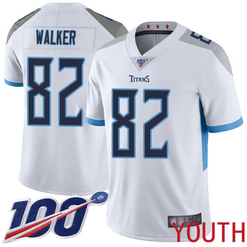 Tennessee Titans Limited White Youth Delanie Walker Road Jersey NFL Football #82 100th Season Vapor Untouchable